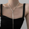 100 cm Snake Chain Necklace with Long Tassel Detail in Gold-Tone or Silver-Tone - Image 2