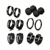 10pairs Earrings Black Stainless Steel Stud Earrings Set For Men Women, Piercing Jewelry Dangle Hoop Earrings Set - Image 9