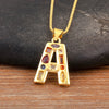 Inlaid Colorful Zircon A-Z Letters Pendant Necklace Name Initials Alphabet For Women Accessories Gifts - Image 16