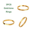 Stainless Steel Textured Rings with Starburst Heart and Three-Piece Options - Image 7