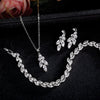 Brilliant Zirconia Leaf Necklace Earrings Rings Bracelets Set for Women CZ Drop Bridal Wedding Jewelry Sets - Image 23