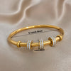 Elegant Diamond-encrusted Bone Bamboo Joint Shape Cuff Bracelet For Women Classic Plated Gold Shiny Temperament Jewelry Set - Image 9