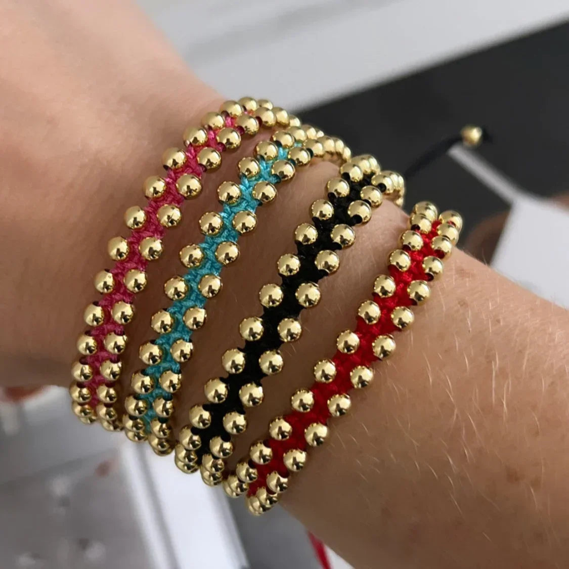 Handmade Braided Bracelets For Women Couple Jewelry Gift Gold Plated Beads Bracelet Accessories - Image 1