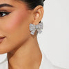 Bow Earrings Y2k 2024 Trending Rhinestone Piercing Jewelry Accessories New Christmas Gift Decoration for Women