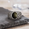 Vintage Silver Golden Obsidian Rings Retro Silver Oval 8 10MM Black Rings Tiger Eye's Tail Rings For Men - Image 3
