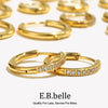 Clear Stone Pave Huggie Hoop Earrings in Stainless Steel - Image 1