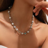 Cross Pendant Necklace with Imitation Pearl Beads and Rhinestone Accents - Image 12