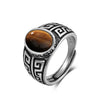 Vintage Black Onyx Silver Rings Retro Silver Oval Black Rings Tiger Eye's Jewelry Tail Rings For Men - Image 15