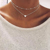 Double Layer Pearl Choker Necklace with Small Heart Pendant - Image 9