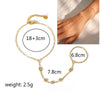Yellow Gold Plated Stainless Steel Hand Chains Bracelet for Women Dainty Cubic Zirconia Bracelet and Ring Chain Body Jewelry - Image 3