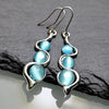 Women Blue Opal Earrings Elegant Drop Dangle Bohemian Cat Eye Stone Wavy Statement Earrings for Wedding Party Jewelry - Image 2