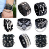 Diverse Styles Skull Skeleton Chain Spikes Rivet Stud Wide Cuff PU Leather Punk Gothic Rock Unisex Bracelet Men Jewelry Bracelet - Image 1