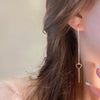 Geometric Long Tassel Heart Square Pendant Drop Earring For Women Shiny Zircon Flower Leaf Earrings Charms Ear Line Jewelry - Image 3