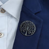 Creative tree of life gold-plated collar pin for men'ssuit, stainless steel black brooch, gift for men - Image 6