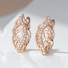 Crystal Flower Dangle Earrings for Women Rose Gold Color Zircon Daily Jewelry - Image 3