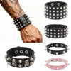 Cool Gothic PU Leather Studded Bracelet Adjustable Punk Goth Cuff Spike Bracelet Gothic Rivet Wristband for Men Women - Image 1