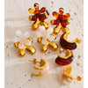 Multicolor Resin Hoop Earrings with Round and Square Shapes - Image 2