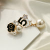 Skeds Korean Style 5 Numbers Pearl Crystal Flower Earrings For Women Camellia Elegant Lady Party Jewelry Ear Rings - Image 4