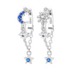 Silver Celestial Star Moon Hoop Earrings Purple Blue CZ Heart Starburst Dangle Huggie Earrings Jewelry for Women - Image 16