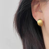 Frosted Brushed Spherical Water Droplet Hoop Earrings for Women Retro Gold Color Unique Creative Versatile Accessories - Image 2