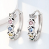 Single Row Cute Stars Multicolor Zircon Hoop Earrings For Women Silver Color Small Ear Buckle Daily Party Wedding Jewelry Gifts - Image 3