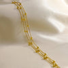 Gold Plated Stainless Steel Layered Chain With Beaded Anklet Bracelet on Leg for Women - Image 6