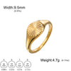 Stainless Steel Signet Chunky Dome Ring Gold Color Rays Texture Finger Ring Women Minimalist Simple Jewelry - Image 6