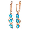 Blue Zircon Long Dangle Earrings For Women 585 Rose Golden Vintage Jewelry - Image 7