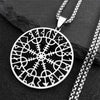 Viking Compass Helm Rune Amulet Necklace Silver Color Stainless Steel Symbol of Protection Necklace Pagan Jewelry N7024S01 - Image 1