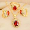 Classic Gold Plated Bridal Jewelry Sets for Women Blue Crystal Club Earrings Necklace Pendant Ring Wedding Gift - Image 8