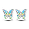 Butterfly Hoop Earrings with Colorful Cubic Zirconia - Image 19