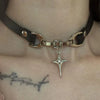 Punk Dark Cross Starburst Collar Choker Gothic Star Pattern Neck Collar Necklace Accessories for Unisex Party Daily Wear - Image 7