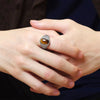 Vintage Silver Ring Tiger's Eye Stone 10 14MM Retro Style Large Stone Finger Rings Jewelry for Men - Image 4