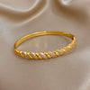 Geometric Twisted Micro Inlaid Zircon Cuff Bracelet for Women Gold Plated Copper Stacked Bangle Bracelets Jewelry Gifts - Image 2