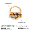 Minimalist Gold Color Plated Stainless Steel Double tone Line Hollow Steel Ball Ring Personality Statement Stackable - Image 8