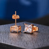 Square Cubic Zirconia Stud Earrings in Gold-Tone or Silver-Tone - Image 6
