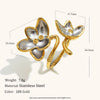 La. Muses Mixed Color Flower Double Headed Stainless Steel Women's Open Ring Pvd Gold Plated Daily Jewelry Accessories - Image 4