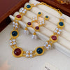 Vintage Purple Rhinestone Necklace Drop Earrings for Women Palace Style Geometric Round Necklace Earrings Ladies Jewelry Sets K - Image 14