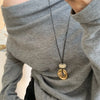 Unique Design Irregular Hollow Matte Color Oval Stone Pendant Necklaces for Women Adjustable Rope Chain Chokers Jewelry - Image 4