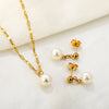 Imitaiton Pearl Heart Pendants Necklace Earring Sets For Women Stainless Steel Chain Necklace Bracelet Set Jewelry - Image 27