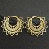 India Gypsy Tribal Ethnic Mandala Stainless Steel Earrings Women Gold Color Lotus Flower Hoop Earring Indian Jewelry - Image 1