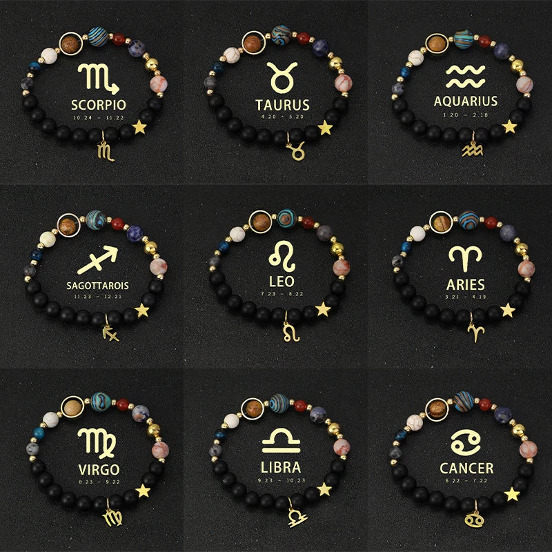 Universe Galaxy Eight Planets 12 Constellation Bracelets for Women Solar System Bracelets Libra Virgo Leo Jewelry - Image 1