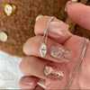 Silver Plated Golden Marquise Series Zircon Ring Necklace For Women Engagement Wedding Simple Jewelry Set - Image 7