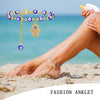 Bohemia Fatima Hamsa Hand Evil Blue Eye Charm Anklet for Women, Gold Color Stainless Steel Chains Adjustable Foot Ankle - Image 1
