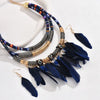 Vintage Ethnic Feather Choker Necklace Earrings Set For Women Multilayer Nekclace Earrings Jewelry Sets - Image 2