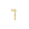 Silver 1pc Flower Shaped Inlaid Zircon Piercing Drop Earrings For Women Gold Jewelry Gift - Image 13
