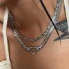 Stainless Steel Snake Chain Flat Gold Color Hollow Heart Choker Necklace Women Gift collares - Image 3