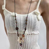 Retro Flower Beaded Necklace Chinese Style Wood Bead Weaving Long Braided Rope Clavicle Chain Women's Neck Chain - Image 3