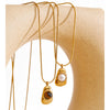 Tiger Stone Imitation Pearls Geometric Pendant Necklace Earrings Set for Women Jewelry - Image 2