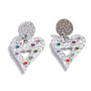 Colorful Zirconia Hammer Metal Heart Drop Earrings Stainless Steel Charm Jewelry Anti Allergic Accessories - Image 7